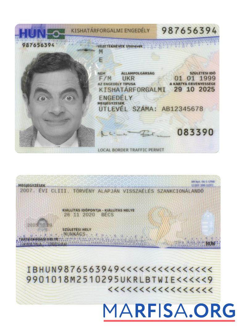 Printable Hungary residence permit real example